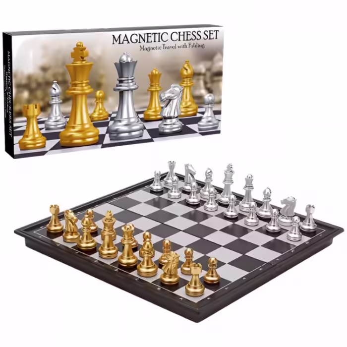 Joc de masa sah Sport Sah magnetic cu design auriu si argintiu