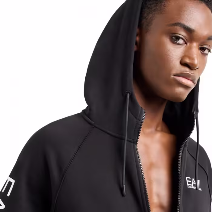Hanorac EA7 EMPORIO ARMANI COTTON-BLEND HOODED LOGO - 4