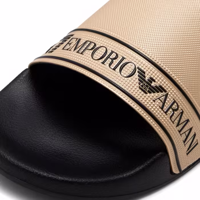Slapi EA7 EMPORIO ARMANI WATER SPORTS TAPE SLIDE U TEXT Negru-bej 36 - 7