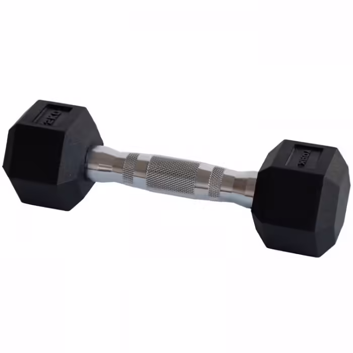 Гантель 2 кг YORK Premium PVC Hex Dumbbell Черный/Хром 2 kg