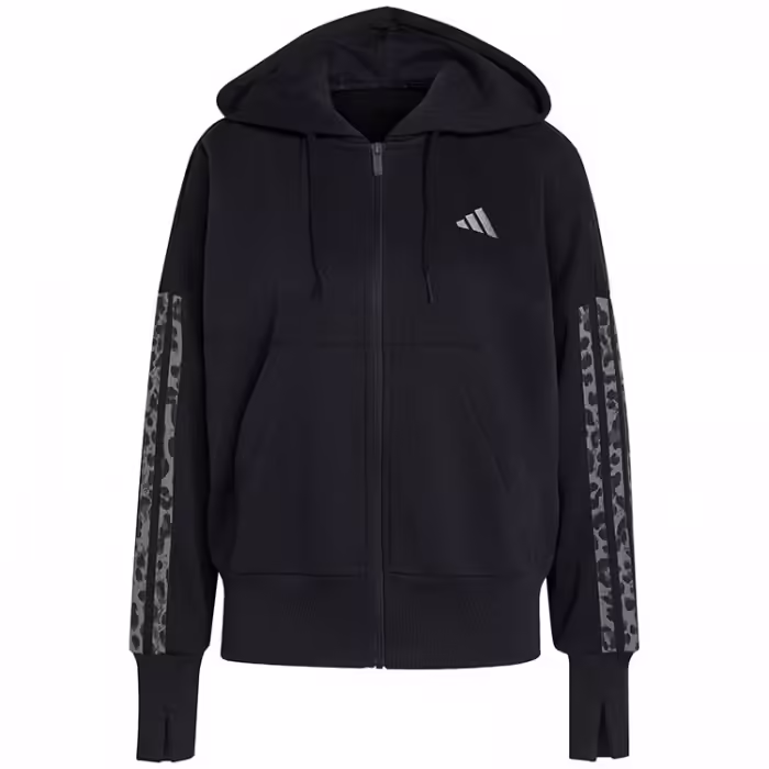 Hanorac Adidas SEASONAL ESSENTIALS ANIMAL PRINT 3-STRIPES FULL-ZIP HOODED Negru XXS - 6