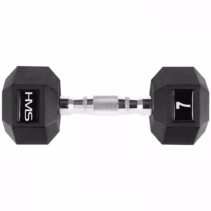 Гантель 7 кг HMS HEX PRO Dumbbell Черный/Серебристый 7 kg