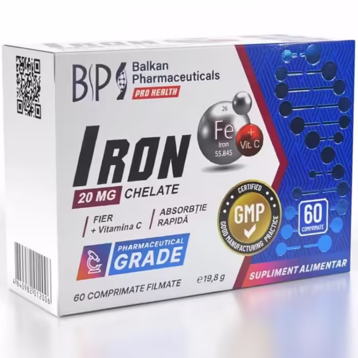Vitamine Balkan Pharmaceuticals IRON CHELATE (Fe+vit C) tablets 20mg  N60 - 2