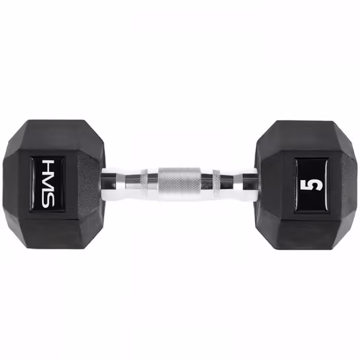Гантель 5 кг HMS HEX PRO Dumbbell Черный/Серебристый 5 kg
