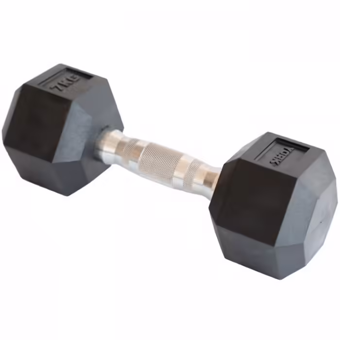 Гантель 7 кг YORK Premium PVC Hex Dumbbell Черный/Хром 7 kg