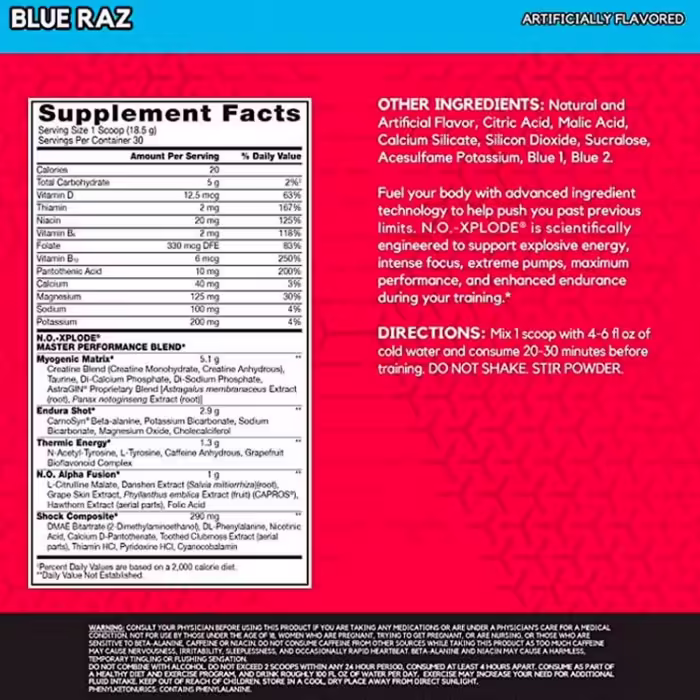 Complex Pre-antrenament BSN No Xplode Legendary Pre-Workout Blue Raspberry 1.22lb - 2