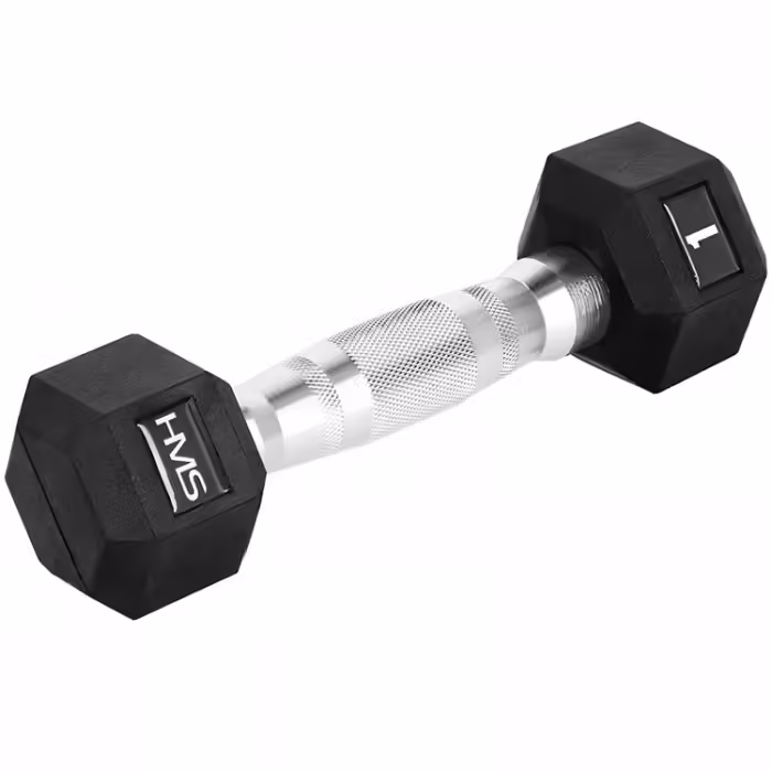 Гантель 1 кг HMS HEX PRO Dumbbell Черный/Серебристый 1 kg - 2