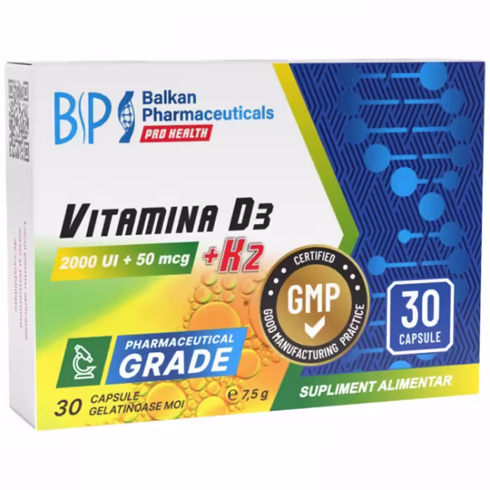 Vitamine Balkan Pharmaceuticals VITAMINA D3 + K2 softgels N30
