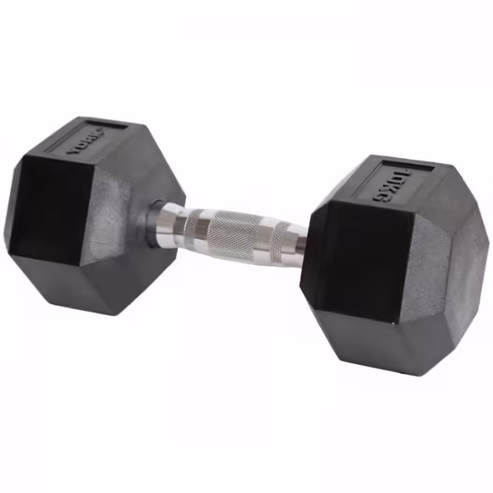 Гантель 10 кг YORK Premium PVC Hex Dumbbell Черный/Хром 10 kg