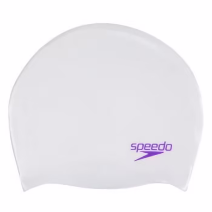 Шапочка для плавания Speedo PLAIN MOUD SILC CAP JU WHITE/PURPLE