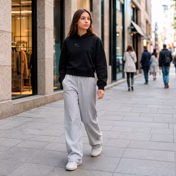 Толстовка Nike G NSW AIR CROP HOODIE Черный L - 7