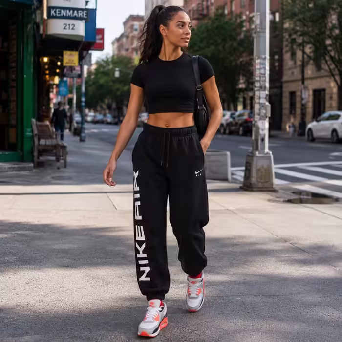 Pantaloni Nike W NSW AIR FLC OS HR JGGR Negru M - 9