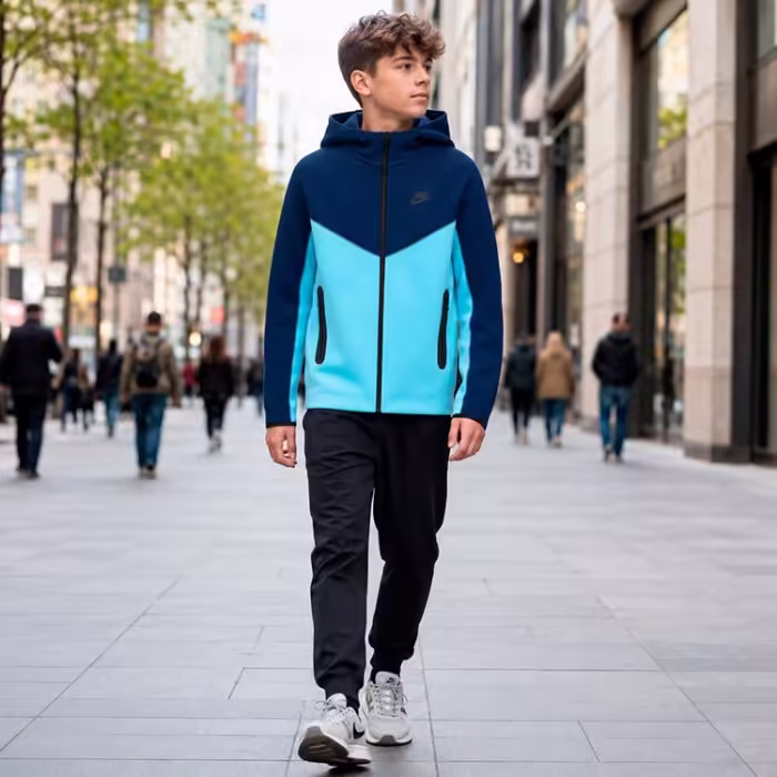 Толстовка Nike B NSW TECH FLC FZ Синий/Голубой L - 7