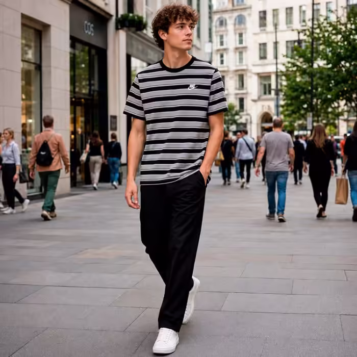 Tricou Nike M NSW TEE CLUB STRIPE Negru-gri XL - 7