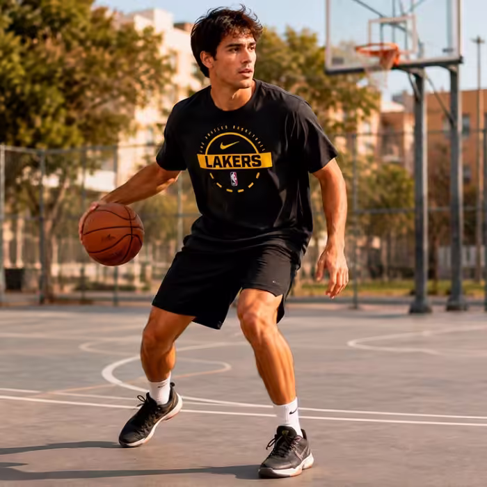 Футболка Nike LAL M NK PRTC SS TEE Черный XXL - 8