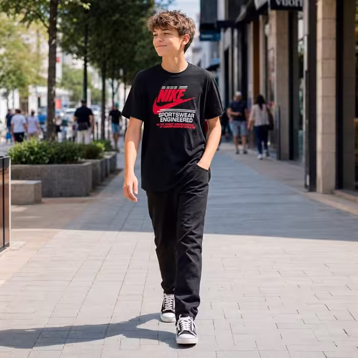Футболка Nike K NSW TEE BRANDMARK FUTURA Черный XS - 7