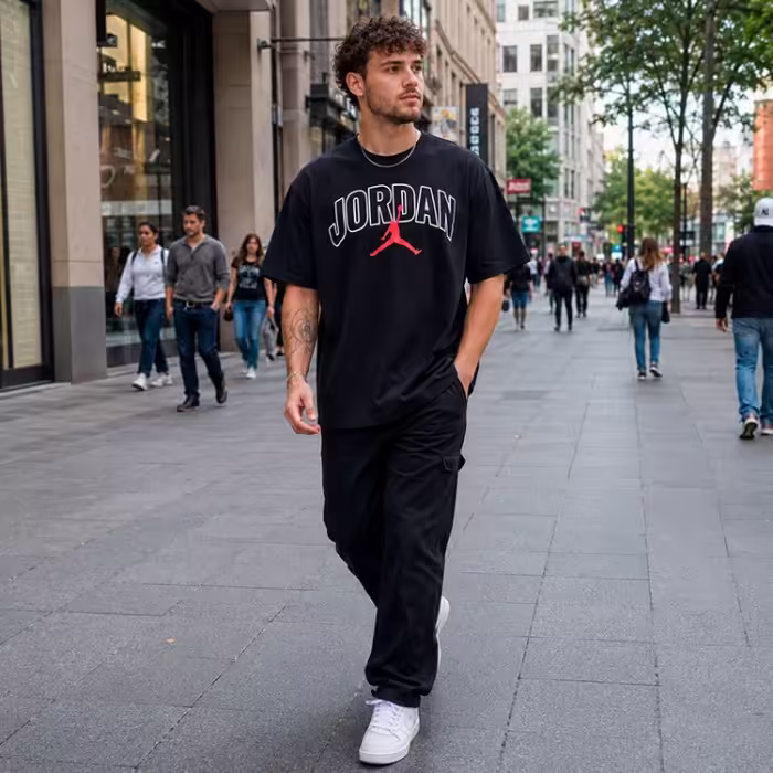 Футболка Nike M J BRK ARCH JD HBR SS CREW Черный S - 7