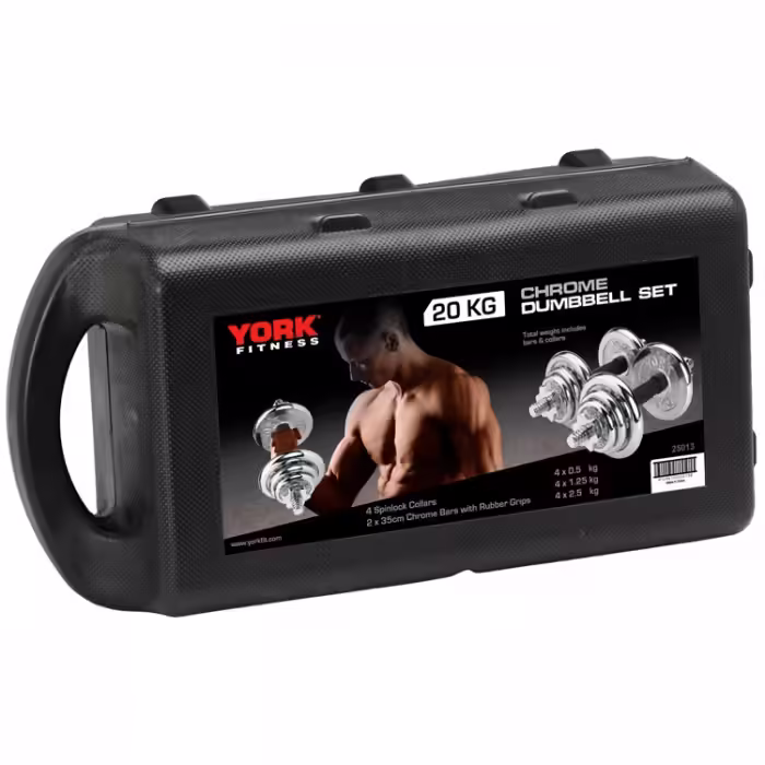 Gantera p/set 20 kg YORK Black Cast Iron Dumbbell Spinlock in PVC case