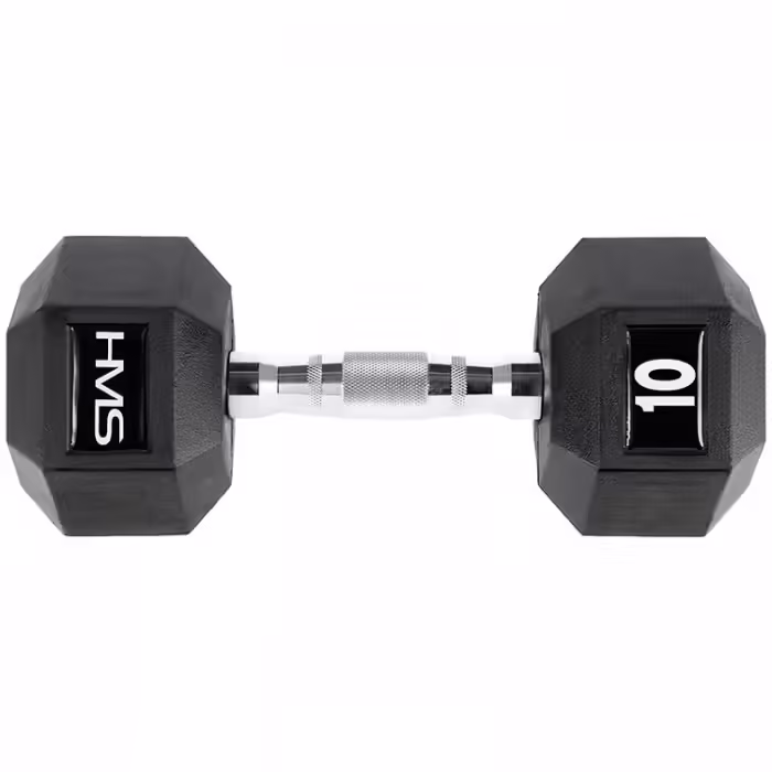 Гантель 10 кг HMS HEX PRO Dumbbell Черный/Серебристый 10 kg