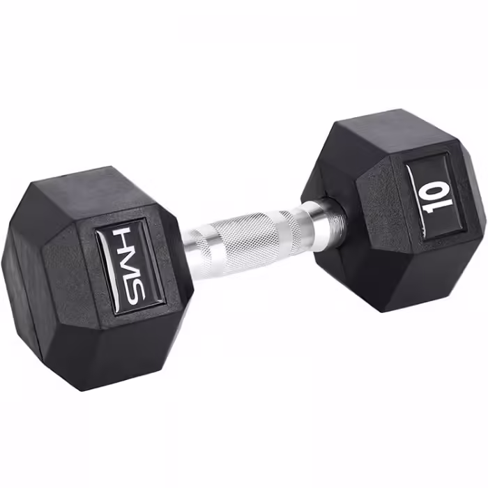 Гантель 10 кг HMS HEX PRO Dumbbell Черный/Серебристый 10 kg - 2