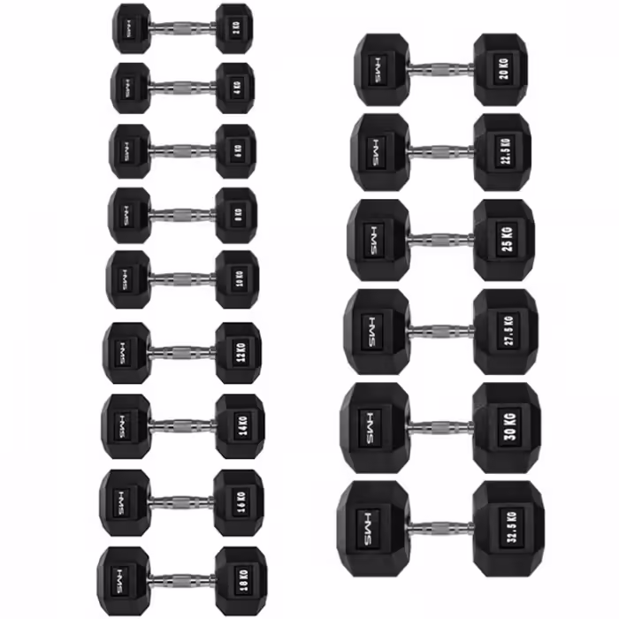 Гантель 10 кг HMS HEX PRO Dumbbell Черный/Серебристый 10 kg - 5