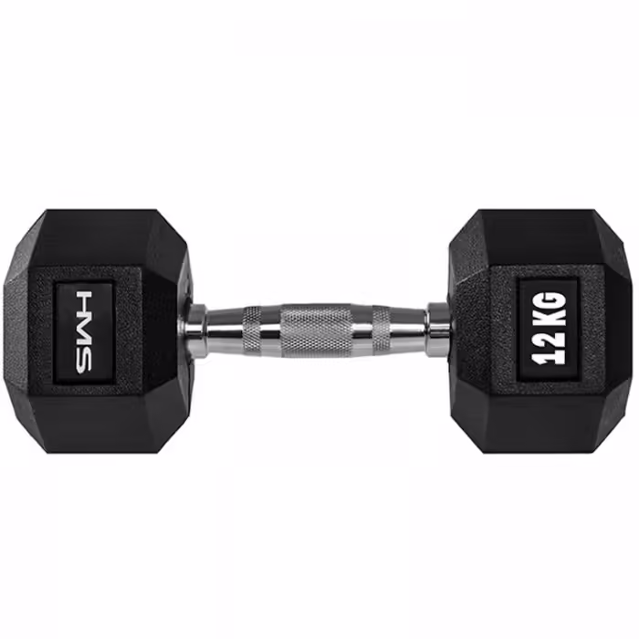 Гантель 12 кг HMS HEX PRO Dumbbell Черный/Серебристый 12 kg