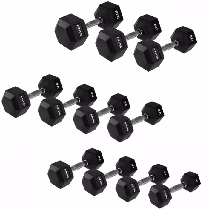 Гантель 12 кг HMS HEX PRO Dumbbell Черный/Серебристый 12 kg - 4