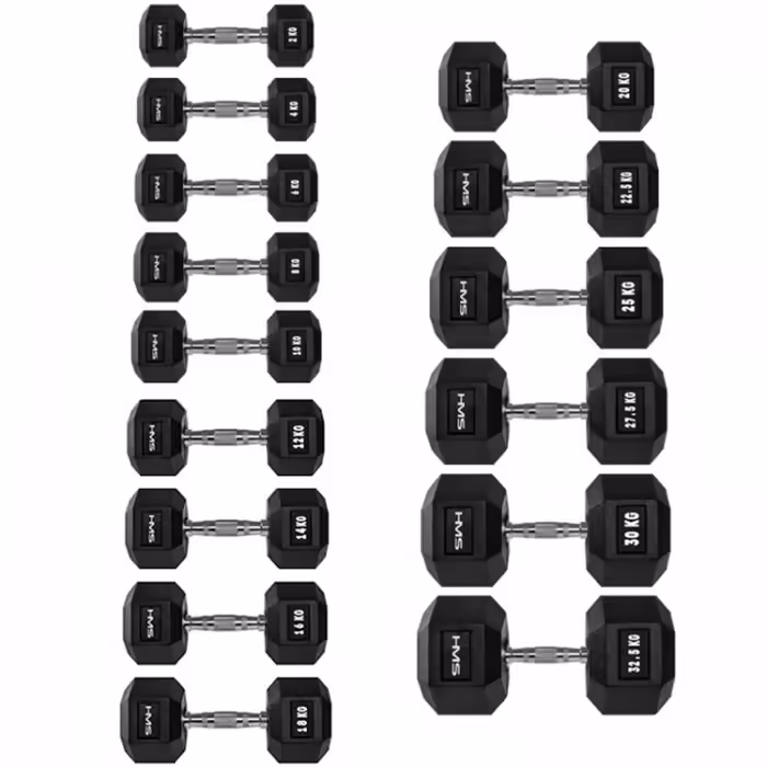 Гантель 12 кг HMS HEX PRO Dumbbell Черный/Серебристый 12 kg - 5