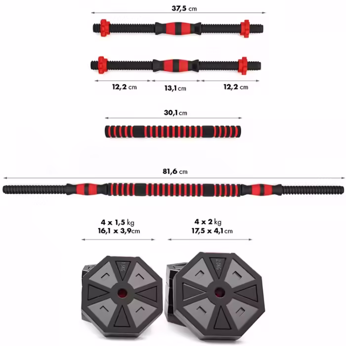 Гантель наборная 15 кг HMS Barbell and Dumbbells Composite Черный/Красный 15 kg - 7