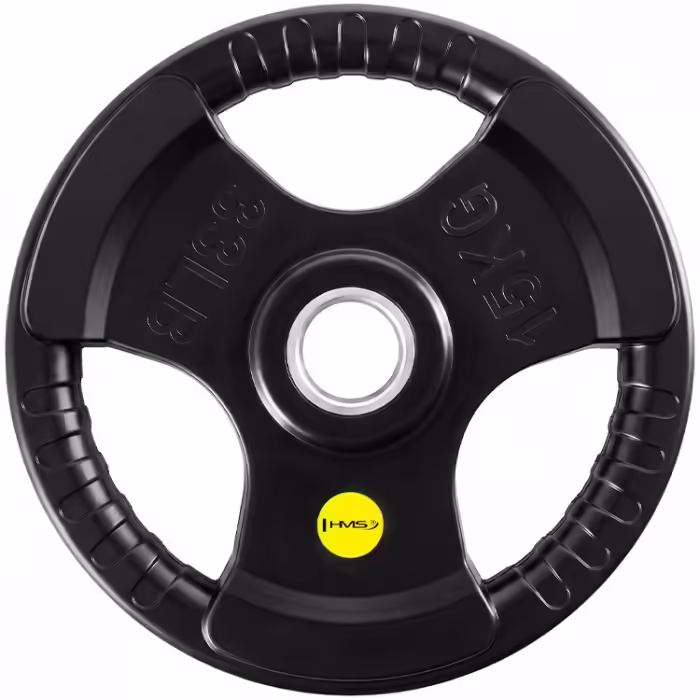 Disc 15 kg HMS Solid Rubber Bumper Plate Negru 15 kg