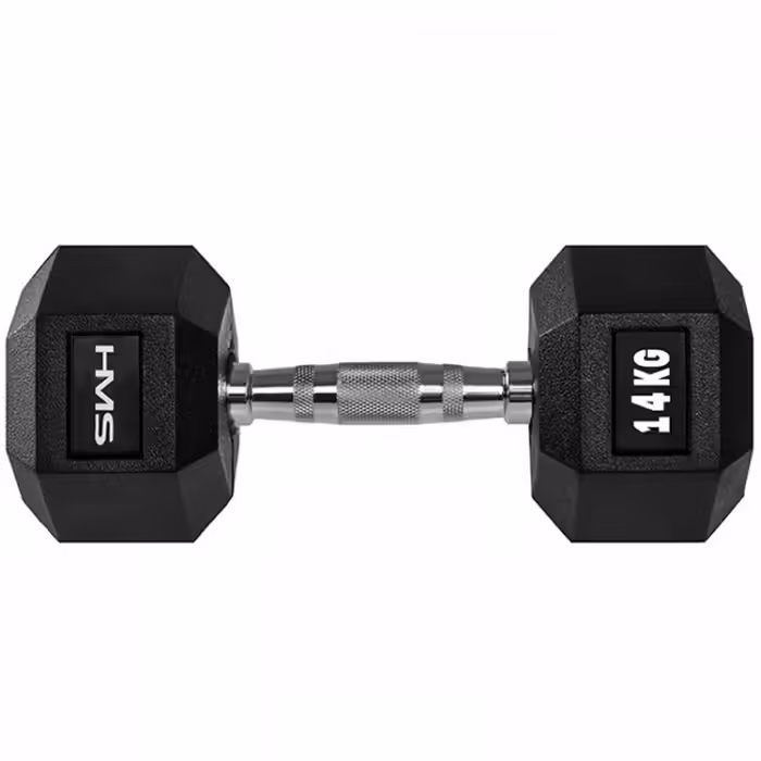 Гантель 14 кг HMS HEX PRO Dumbbell Черный/Серебристый 14 kg