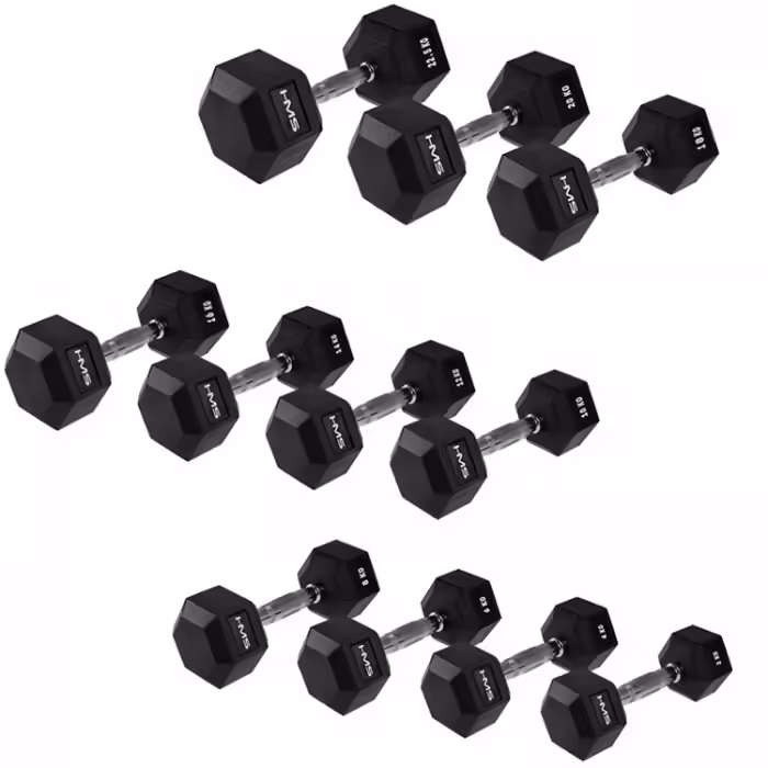 Гантель 14 кг HMS HEX PRO Dumbbell Черный/Серебристый 14 kg - 4