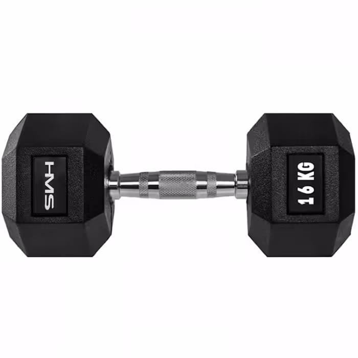 Гантель 16 кг HMS HEX PRO Dumbbell Черный/Серебристый 16 kg