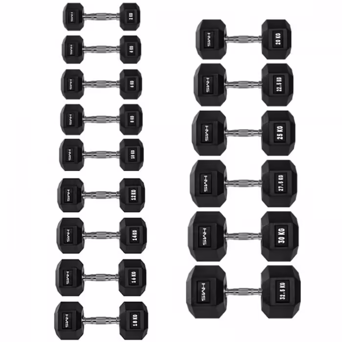Гантель 16 кг HMS HEX PRO Dumbbell Черный/Серебристый 16 kg - 5