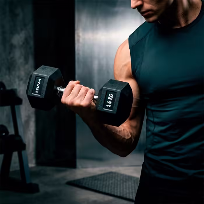 Гантель 16 кг HMS HEX PRO Dumbbell Черный/Серебристый 16 kg - 6