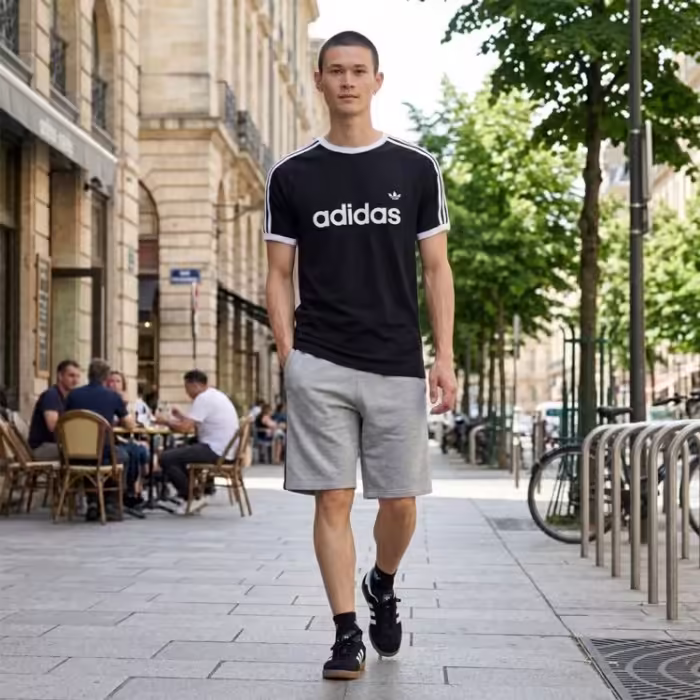 Футболка Adidas 3-STRIPES SLIM RINGER Черный S - 7