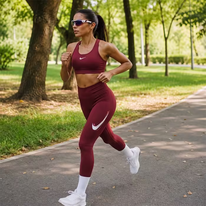 Panta-colanti Nike W NK FAST DF MR 7/8 TGT SW Bordo S - 7