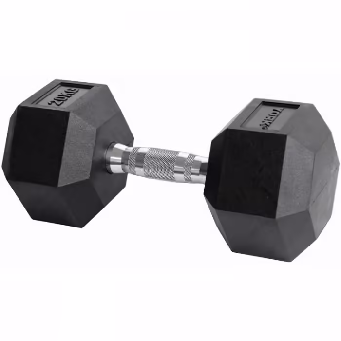 Гантель 20 кг YORK Premium PVC Hex Dumbbell Черный/Хром 20 kg