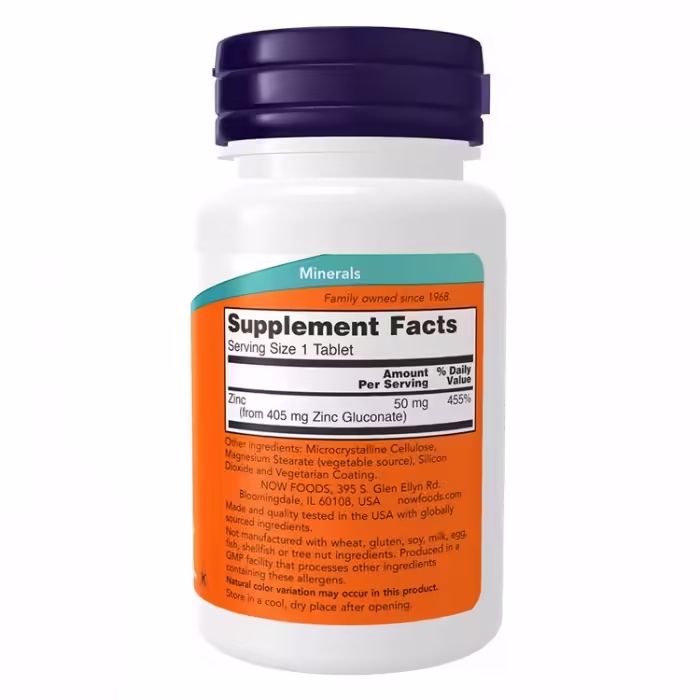 Vitamine Now Foods ZINC GLUCONATE 50mg  100 TABS - 3