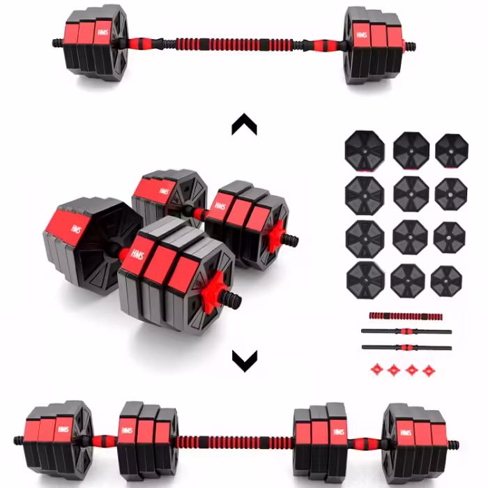 Гантель наборная 20 кг HMS Barbell and Dumbbells Composite Черный/Красный 20 kg - 7