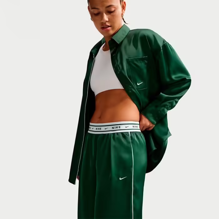 Брюки Nike W Sportswear Loose Mid-Rise Satin Trousers Зеленый XXL - 4