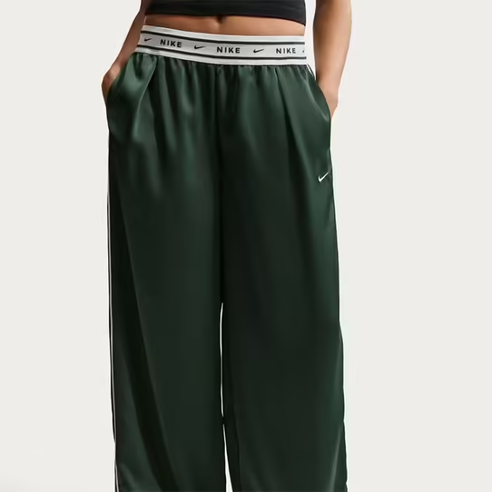 Брюки Nike W Sportswear Loose Mid-Rise Satin Trousers Зеленый XXL - 5