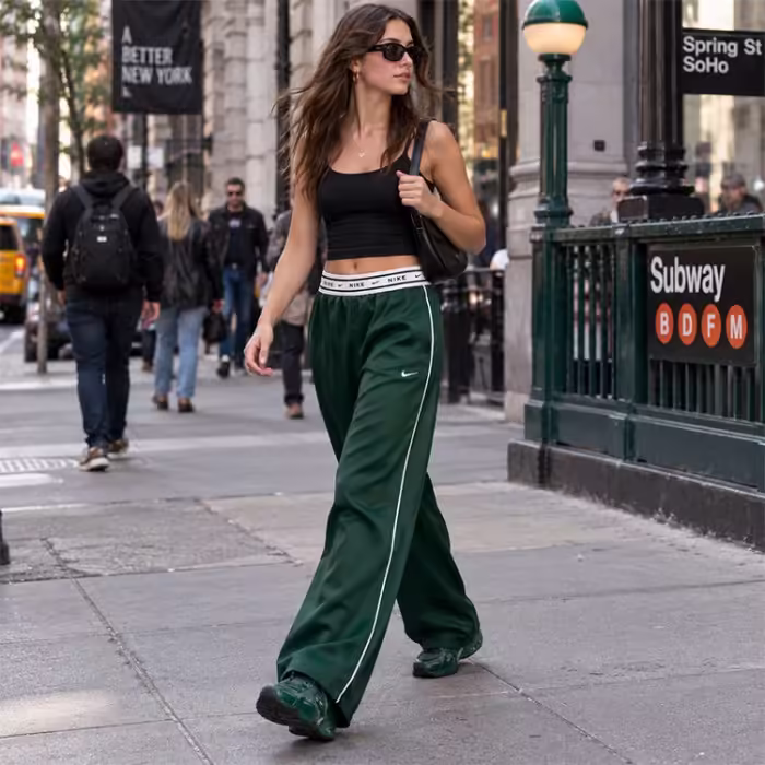 Брюки Nike W Sportswear Loose Mid-Rise Satin Trousers Зеленый XXL - 7