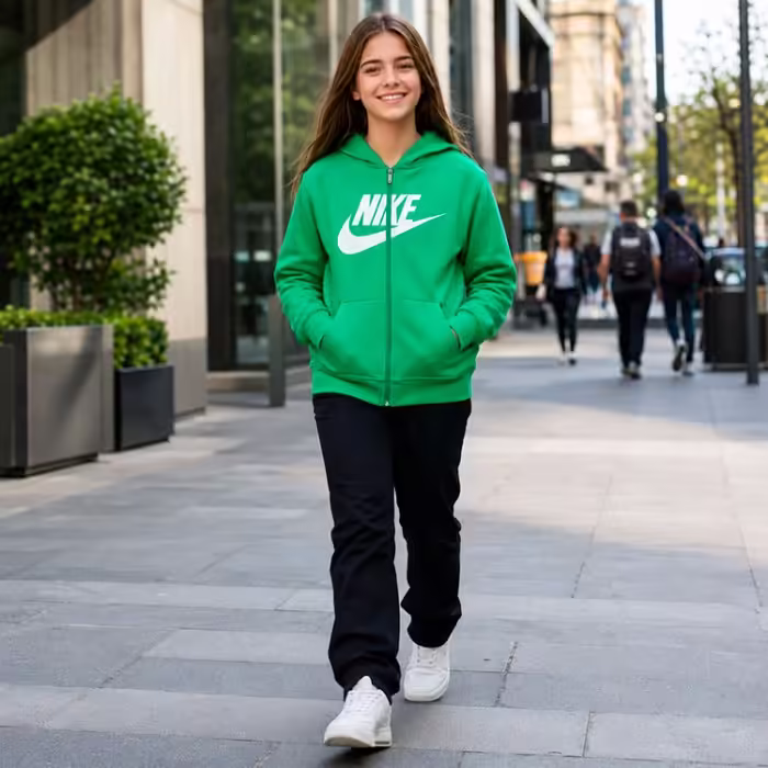 Толстовка Nike K NSW CLUB FLC HD FZ LS HBR Зеленый XL - 6
