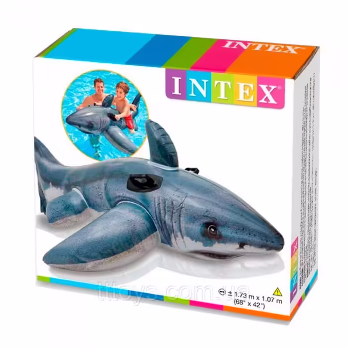 Игрушка надувная INTEX Надувной плотик АКУЛА 173x107cm 3+