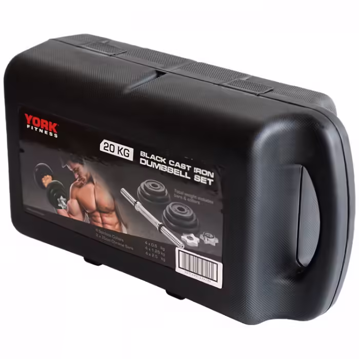 Gantera p/set 20 kg YORK Black Cast Iron Dumbbell Spinlock in PVC case