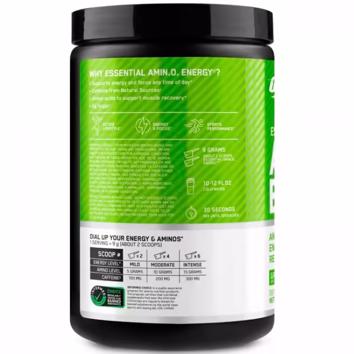 Aminoacizi Optimum Nutrition Essential Amino Energy Green Apple 270g - 2