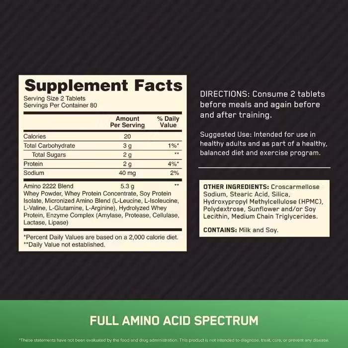Aminoacizi Optimum Nutrition ON SUPERIOR AMINO 2222 320CT TABS AQS - 2