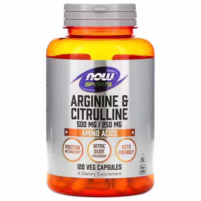 Arginina si citrulina Now Foods ARGININE 500mg & CITRULLINE 250MG 120 VCAPS