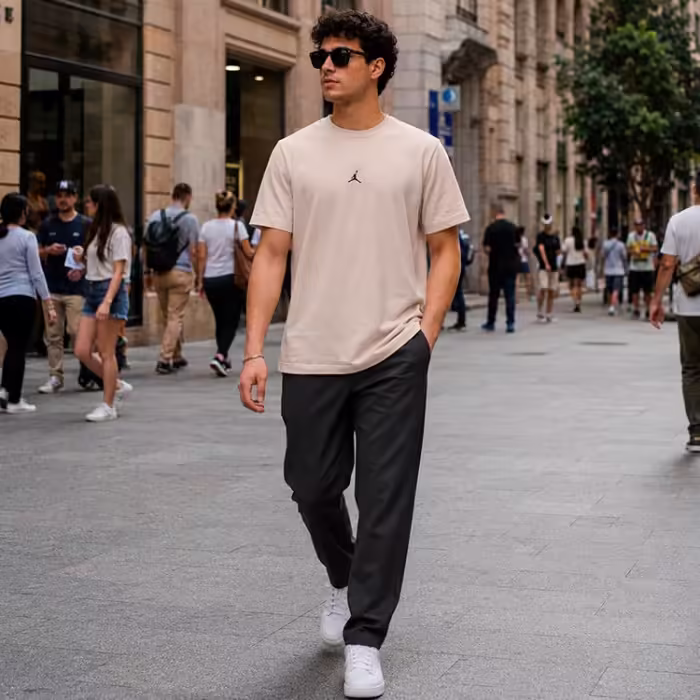 Tricou Nike M J FLT ESS GFX JM SS CREW Bej XS - 7
